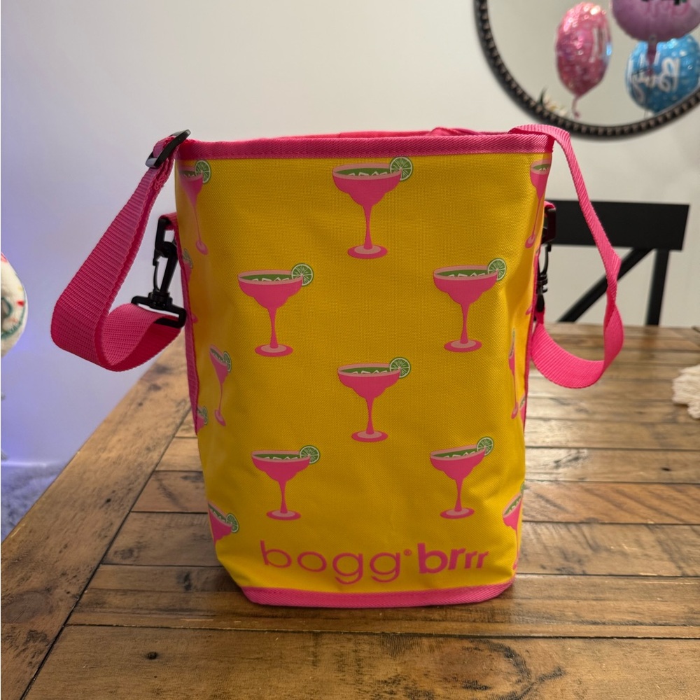 BOGG BAG Yellow and Pink Tote with Cocktail Design